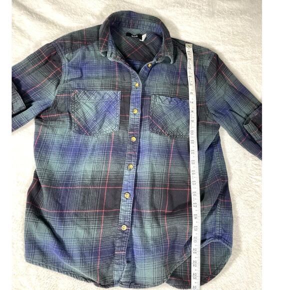 BDG Plaid Flannel Button Up Shirt Blue XS - Picture 4 of 5